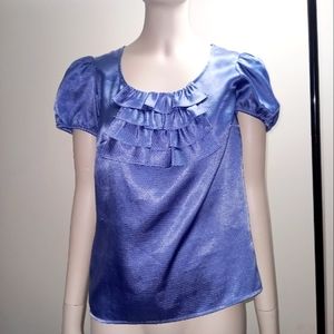 THE LIMITED periwinkle ruffle bib blouse size extra small